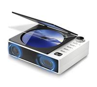 Piccolo Lettore CD Vintage per Casa, Supporto Multimediale Digitale Wireless E USB/Mp3, Radio FM, Jack per Cuffie, Schermo, Lettore CD Portatile con Telecomando per L'Intrattenimento,White