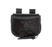 Piccolo Marsupio IN Pelle Con Thorshammer-Prägung, Nero