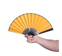 Piccolo mini ventaglio pieghevole da 5-6 pollici in stile antico, abbinabile all'Hanfu for scattare foto, ventagli di seta multifunzionali.(Yellow,M*2)
