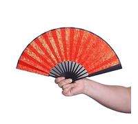 Piccolo mini ventaglio pieghevole da 5-6 pollici in stile antico, abbinabile all'Hanfu for scattare foto, ventagli di seta multifunzionali.(Red,S*2)