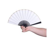 Piccolo mini ventaglio pieghevole da 5-6 pollici in stile antico, abbinabile all'Hanfu for scattare foto, ventagli di seta multifunzionali.(White,M*2)
