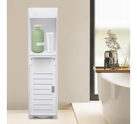 Piccolo mobile da bagno autoportante con spazio e cassetti a più piani, armadio da bagno sottile in PVC ad alta densità, facile da montare con fori preforati, salvaspazio