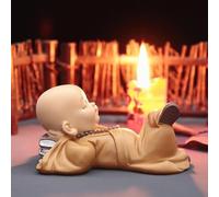 Piccolo monaco buddista in resina, statuetta fatta a mano per la casa e il veicolo, decorazione da tavolo (7#)