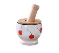 Piccolo mortaio e pestello lucidato, Set di macinacaffè in ceramica smaltata dipinta a mano, spremiaglio, set di macinacaffè manuale ispessito, macinacaffè in barattolo, macinacaffè in ceramica(Large)