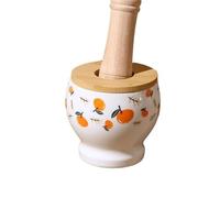 Piccolo mortaio e pestello lucidato, Set di pestello for aglio in ceramica ad alta temperatura, uso domestico, set di macinazione in legno, manuale da cucina, macina for erbe, macina for spezie, macin