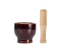 Piccolo mortaio e pestello lucidato, Set Home Ceramic Garlic Pounding Bowl Utensili da cucina Pratico barattolo for pestare Barattolo for macinare spezie Macina spezie Macina erbe(Bruin)