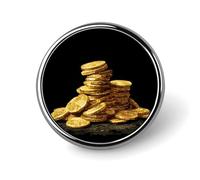 Piccolo mucchio di monete d'oro pirata spilla rotonda per uomo donna moda distintivo collare pin vestito giacca zaino accessori