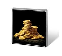 Piccolo mucchio di monete d'oro pirata spille e spille unisex quadrato leggero bavero distintivo gioielli per abbigliamento scialle cappello