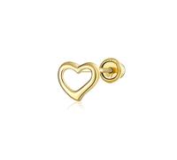 Piccolo Orecchino A Perno A Forma Di Cuore Aperto In Oro Giallo 14 Carati Reale Minimalista Per Elica Cartilaginea Per Lobo Dell'Orecchio, Simbolo D'Amore Per Donne Daith 1 Pezzo