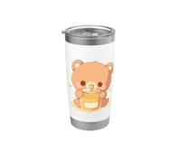 Piccolo orso che mangia da un barattolo di miele Chibi Kawaii arte divertente Bicchiere termico in acciaio inox doppia parete