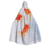 Piccolo pesce rosso che nuota nell'acqua stampa elegante mantello strega, mantello con cappuccio, costume da mago per Halloween, cosplay e carnevale