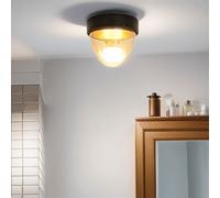 Piccolo Plafoniera Oro Nero Ø18cm Rotondo IP44 Deckenleuchte Bagno Scala