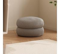 Piccolo poggiapiedi in tessuto grigio, versatile sgabello per la casa per soggiorno o camera da letto, perfetto per cambiare le scarpe, seduta extra o tavolino da caffè