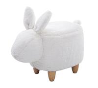 Piccolo Poggiapiedi,Ottomane Poggiapiedi A Forma Di Coniglio In Morbido Peluche Con Gambe In Legno For La Stanza Pouffe Salotto(White)