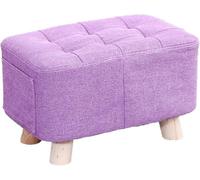 Piccolo Poggiapiedi Ottomano, ottomana rettangolare in tessuto, sedile con cuscino per poggiapiedi del Medio secolo, con tasche laterali e gambe in legno, per soggiorno, camera da letto, foyer, ingres