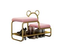 Piccolo poggiapiedi, sgabello portascarpe a doppio strato con gambe in metallo, cuscino in spugna di pelle incorporato, adatto for soggiorno e camera da letto(Color2,60cm)