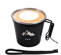 Piccolo portachiavi da campeggio - Mini tazza da caffè, piccolo portachiavi da campeggio, 4,7 x 5,5 cm, portachiavi in acciaio inox, tazza in metallo per bambini e lui