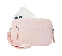 Piccolo portafoglio a tracolla da polso con porta carte e tasca con cerniera portamonete trapuntato per donne Sport e uso quotidiano pochette da polso trapuntata, Grigio rosato chiaro., One Size