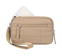 Piccolo portafoglio a tracolla da polso con porta carte e tasca con cerniera portamonete trapuntato per donne Sport e uso quotidiano pochette da polso trapuntata, cachi, One Size