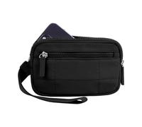 Piccolo portafoglio a tracolla da polso con porta carte e tasca con cerniera portamonete trapuntato per donne Sport e uso quotidiano pochette da polso trapuntata, Nero , One Size