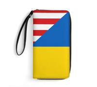 Piccolo Portafoglio America Flag And Ukrainians Flag Portamonete Da Donna Vintage Porta Monete Carino Portafoglio In Pelle Per Donna, Uomo, Ragazze