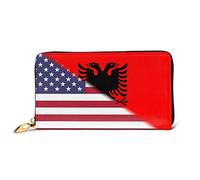 Piccolo Portafoglio American Flag And Flag Of Albania Portamonete Stile Retrò Coin Purse Elegante Clutch Piccolo Borsa Per Donna, Adolescente, Uomo