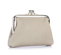 Piccolo portafoglio da donna vintage in pelle portamonete compatto con serratura a bacio porta carte di credito borsa per cambio quotidiano con 2 tasche, Beige, Taglia unica