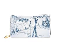 Piccolo Portafoglio Sketchy Graphic Of A Downhill With Ski Portafoglio In Pelle Squisito Portamonete Da Donna Vintage Porta Monete Per Donna, Uomo, Adolescente