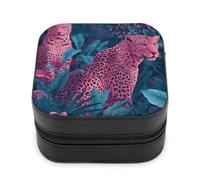 Piccolo portagioie giungla rosa leopardi portatile in pelle PU mini display scatole da viaggio portagioie da donna