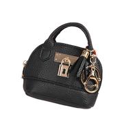 Piccolo portamonete alla moda portachiavi borsa robusta in pelle PU piccola borsa cosmetica per donne organizer per carte e cavi con cerniera, Nero , Taglia unica