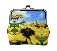 Piccolo portamonete con stampa di girasole comune, portafoglio da viaggio leggero per visite turistiche e shopping, Nero , Taglia unica, Portamonete