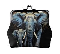Piccolo portamonete da donna, con due elefanti, portafoglio in pelle con chiusura a bacio, mini portamonete e portachiavi