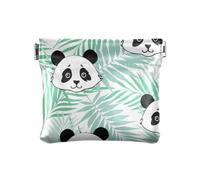 Piccolo portamonete da donna in pelle carino tascabile borsa per il trucco per ragazze donne signore motivo panda su tropicale, Multicolore, 1 size, Moderno/adattabile
