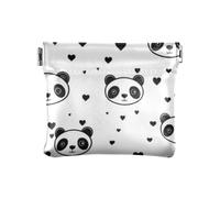 Piccolo portamonete da donna in pelle con cuore e panda, per San Valentino, organizer per chiavi e carte, panda cuore San Valentino Cartone animato, 1 size, Stampa artistica