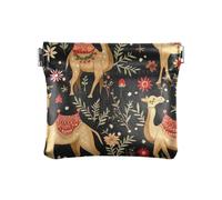 Piccolo portamonete da donna in pelle con motivo floreale di Natale cammello impermeabile accessori da viaggio per donna ragazza