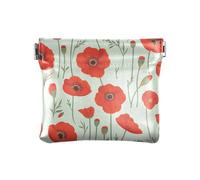 Piccolo portamonete da donna in pelle con papavero dipinto a olio, impermeabile, porta monete, organizer per carte di credito, per donna e ragazza