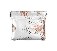 Piccolo portamonete da donna in pelle con pesce leone del fumetto bianco carino mini borsa per il trucco per uomo donna viaggio, Pesce Leone Cartoon Bianco, 4.33"(L) x 3.74"(W) x 0.39"(H), classico