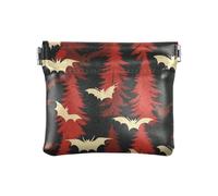 Piccolo portamonete da donna in pelle con pipistrello vampiro e alberi di pino rosso, impermeabile, per donne e ragazze