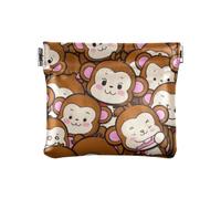 Piccolo portamonete da donna in pelle con scimmietta del fumetto carino mini portamonete portamonete per donne da viaggio, Scimmia carina del fumetto, 1 size, Stampa artistica