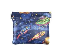 Piccolo portamonete da donna in pelle dipinta a mano con pianeta universo, comodo borsa per il trucco per donne, ragazzi e ragazze, Colorato dipinto a mano pianeta universo, Decorazione