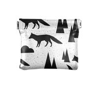 Piccolo portamonete da donna in pelle, grazioso organizer per carte di credito e chiavi, per ragazze e signore, con foresta di volpe, nero, Foreste di volpi nere, 1 size, Moderno/adattabile
