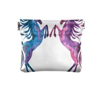 Piccolo portamonete da donna in pelle, impermeabile, mini portafoglio per ragazze e signore, borsa ad acquerello disegno unicorni stile artistico cartone animato, Cartone animato stile arte unicorni