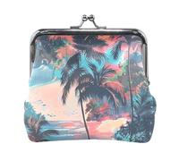 Piccolo portamonete da donna in pelle tropicale hawaiana da spiaggia, mini borsa per il trucco per uomo donna viaggio