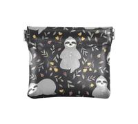 Piccolo portamonete da donna, in pelle, unico, per ragazze e donne, carini bradipi, Multicolore, 1 size, Moderno/adattabile