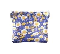 Piccolo portamonete impermeabile con fiori di camomilla gialla in pelle PU con chiusura per uomo donna viaggio