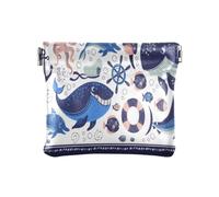Piccolo portamonete in pelle carino borsa per il trucco borsa per donna ragazza balena marlin delfino luna pesce, Multicolore, 1 size, Moderno/adattabile