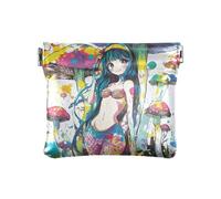 Piccolo portamonete in pelle con motivo di tarocchi con angelo, per ragazze e donne, Funghi colorati Fantasy Girl, 1 size, moderno