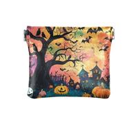 Piccolo portamonete in pelle con pipistrelli neri streghe di Halloween per ragazze e signore