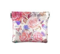 Piccolo portamonete in pelle con texture romantica bouquet di rose adorabili ragazze donne signore organizzatore chiave corto portatile, struttura romantica bouquet di belle rose, 1 dimensione,