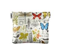 Piccolo portamonete in pelle impermeabile per donne ragazzi ragazze retrò colorato safari farfalle coleotteri erbe, Multicolore, 1 size, Moderno/adattabile